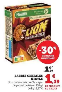 Hyper U Nestlé - barres cereales offre