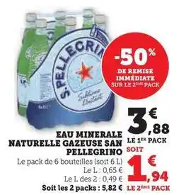 Hyper U San pellegrino - eau minerale naturelle gazeuse offre