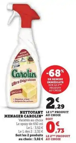 Super U Carolin - nettoyant menager offre