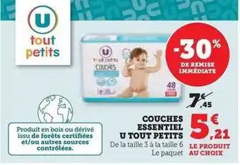 Hyper U U - couches essentiel tout petits offre