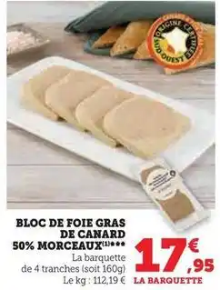 Super U Bloc de foie gras de canard 50% morceaux offre
