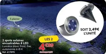 Gifi 2 spots solaires encastrables 4 led offre