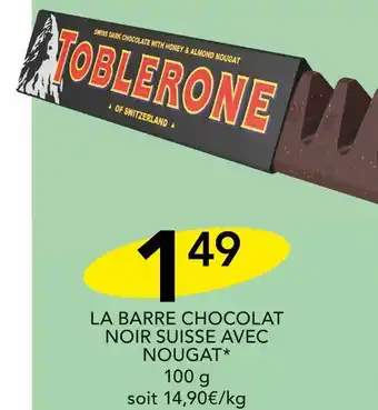 Stokomani TOBLERONE LA BARRE CHOCOLAT NOIR SUISSE AVEC NOUGAT offre