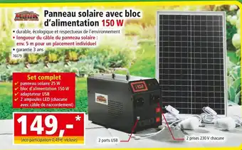 Norma Mauk Panneau solaire avec bloc d’alimentation 150 W offre