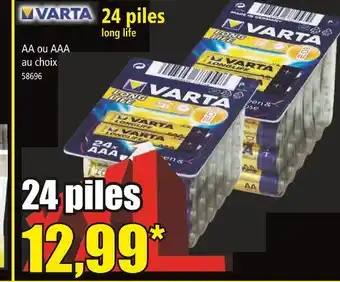 Norma VARTA 24 piles long life offre