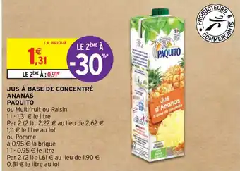 Intermarché Contact JUS À BASE DE CONCENTRÉ ANANAS PAQUITO offre