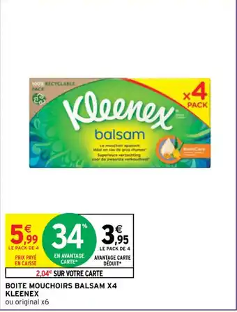 Intermarché Contact BOITE MOUCHOIRS BALSAM X4 KLEENEX offre