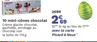 Picard 10 mini-cônes chocolat offre