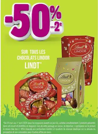 Casino Supermarchés SUR TOUS LES CHOCOLATS LINDOR offre