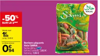 Carrefour Bonbons piquants Halal Samia offre