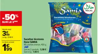 Carrefour Sucettes bicolores Halal Samia offre