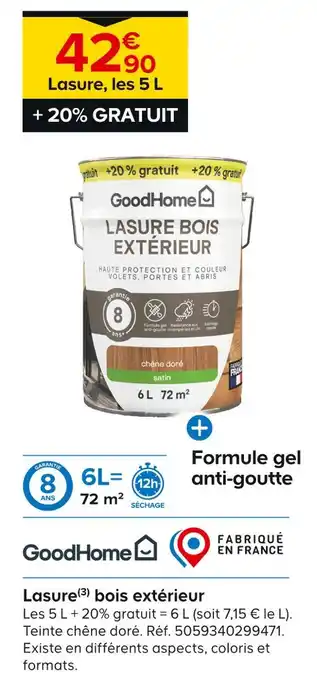 Castorama GoodHome Lasure(3) bois extérieur offre