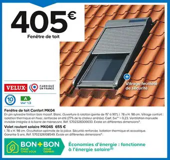 Castorama VELUX Fenêtre de toit Confort MK04 offre