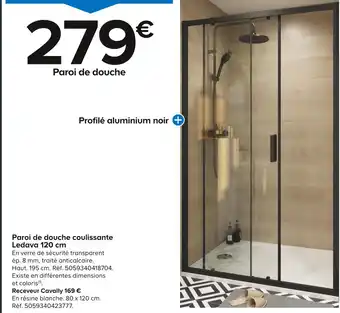 Castorama Paroi de douche coulissante Ledava 120 cm offre