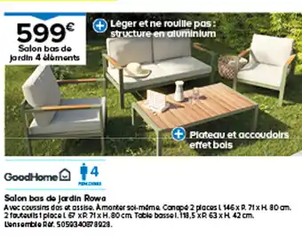 Castorama GoodHome Salon bas de jardin Rowa offre