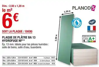 Brico Dépôt Plafondis plaque de plâtre ba 13 hydrofuge nf offre