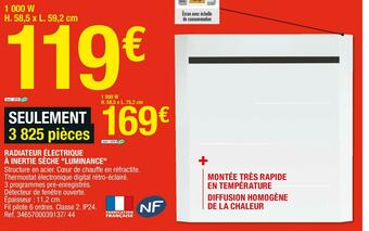 Brico Dépôt Luminance radiateur électrique à inertie sèche "luminance" offre