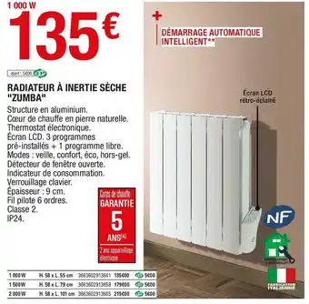 Brico Dépôt Radiateur à inertie sèche "zumba" offre