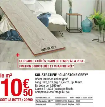 Brico Dépôt Sol stratifié "gladstone grey" offre