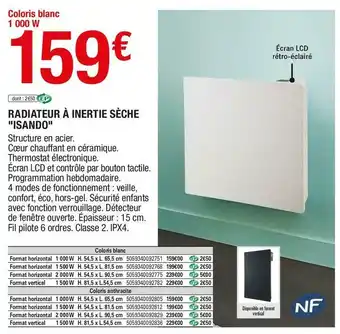 Brico Dépôt Radiateur à inertie sèche "isando" offre