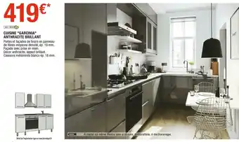 Brico Dépôt Cuisine "garcinia" anthracite brillant offre