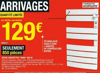 Brico Dépôt Sèche-serviettes "nina" 600 w offre