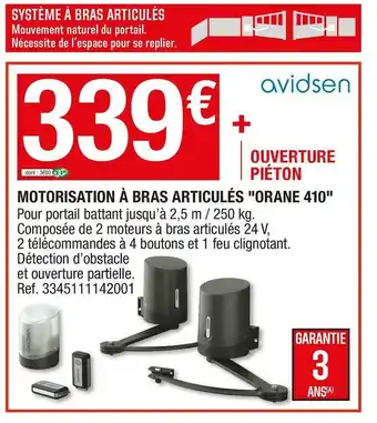 Brico Dépôt Avidsen motorisation à bras articulés "orane 410" offre