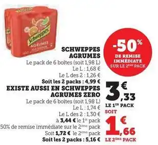 Hyper U Schweppes - agrumes offre