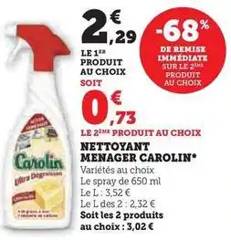 Hyper U Carolin - nettoyant menager offre