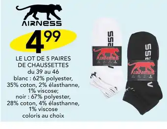 Stokomani AIRNESS LE LOT DE 5 PAIRES DE CHAUSSETTES offre