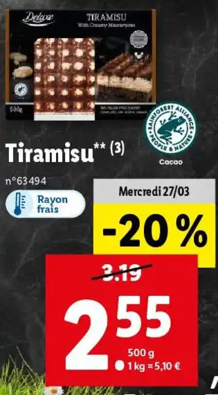 Lidl Tiramisu** (3) offre