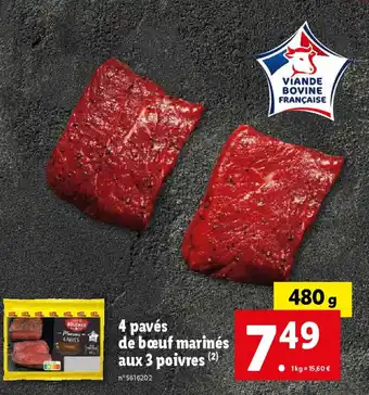 Lidl 4 pavés de bœuf marinés aux 3 poivres offre