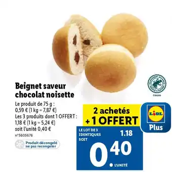 Lidl Beignet saveur chocolat noisette offre