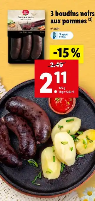 Lidl 3 boudins noirs aux pommes offre