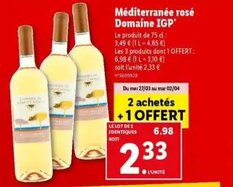 Lidl Méditerranée rosé Domaine IGP* offre