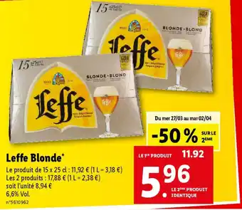 Lidl Leffe Blonde* offre