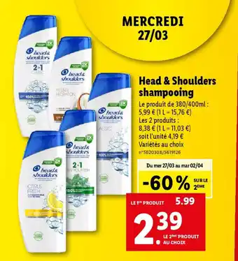 Lidl Head & Shoulders shampooing offre