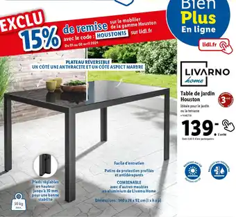 Lidl Table de jardin Houston offre