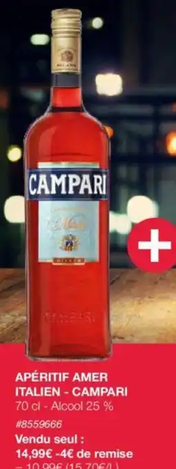 APĂRITIF AMER ITALIEN - CAMPARI 70 cl - Alcool 25 %