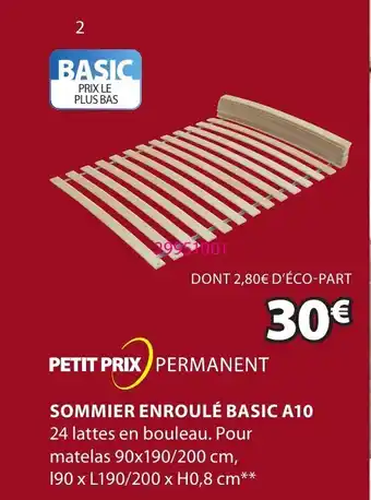 JYSK Sommier enroulé basic A10 offre