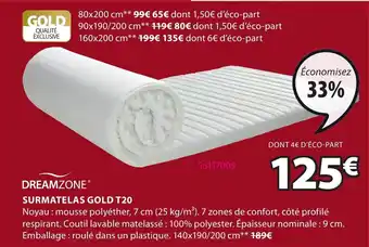 JYSK Surmatelas gold T20 offre