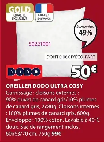 JYSK Oreiller dodo ultra cosy offre