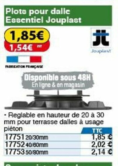 Promo Plots Pour Dalle Essentiel Jouplast chez Toolstation