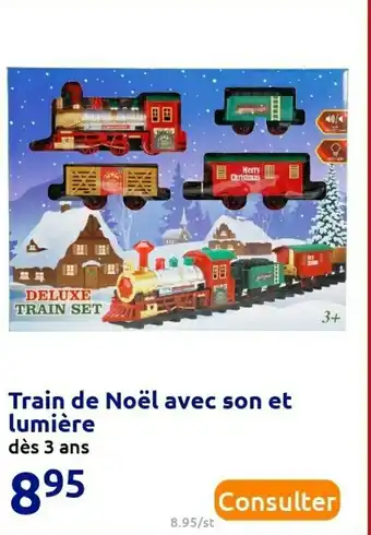 Action Train de noël avec son et lumière offre