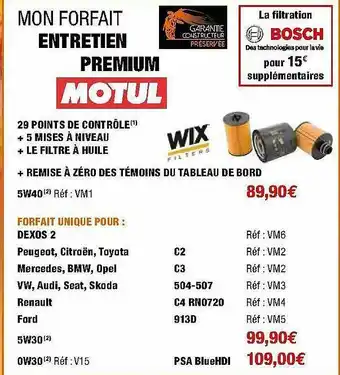 Autobacs Mon Forfait Entretien Premium Motul offre
