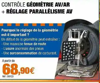 Autobacs Contrôle Géométrie Av-ar + Réglage Parallélisme Av offre