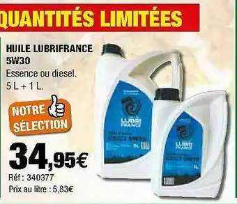 Autobacs Huile Lubrifrance 5w30 offre