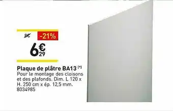 Plaque De Plâtre Ba13