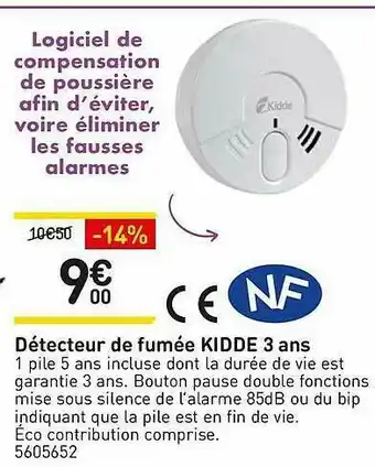 Weldom Détecteur De Fumée Kidde 3 An offre