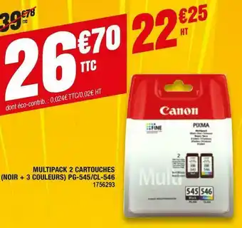 Plein ciel Canon multipack 2 cartouches (noir + 3 couleurs) pg-545/cl-546 offre